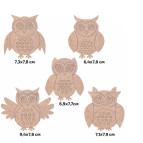 Заготовка для декорування Rosa Talent (ДВП) набір 5шт Сови-1 з магнітною стрічкою 289041