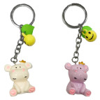 Брелок пластик. Бегемотик принцеса 3,5см та смайлик №3052