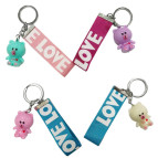 Брелок пластик. Ведмедик 4см зі стрічкою LOVE №3062