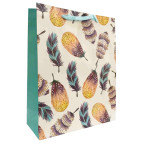 Пакет подарунковий паперовий 26*32*10см ООПТ Пір'я з глітером ZD-9097/9077-M