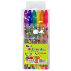 Гелеві ручки First набір 6шт з блискітками Фрукти L528-6