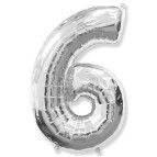 Повітряна кулька ООПТ Цифра-6 45см 1шт, срібло 8535s-6