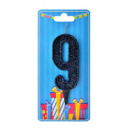 Свічка для торта Україна 'Цифра 9' чорна (блиск)