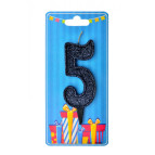 Свічка для торта Україна 'Цифра 5' чорна (блиск)