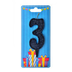 Свічка для торта Україна 'Цифра 3' чорна (блиск)