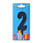 Свічка для торта Україна 'Цифра 2' чорна (блиск)