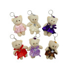 Брелок м'який плюшевий Ведмедик у сукні 11см Хутро (мех), асорті  №808-10