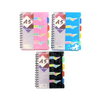 Зошит спіраль А5 105арк пласт обкл 5розд ШЕР. колір асорті 25120-10/2513 кліт