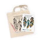 Сумка-шопєр бавовна, розмальовка, 38*42см ручка 60см ROSA Talent 220 г/кв.м Золоте пір'я N0003636