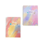 Зошит спіраль А4 100арк тверда картонна обкладинка Happy Day, в клітку №45/94-45