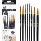 Набір пензлів Art Nation нейлон 12шт. імітация щетини, кругла BR5812