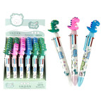 Кулькова ручка 6-ти кольорова Лидер Динозавр №8016-D