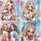 Книжка-розмальовка 20*20см Фреш 8арк з наліпками Coloring, асорті 8785-**