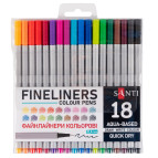 Капілярні ручки Santi лінер Fineliners набір різнокольорові 18шт 390993