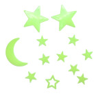 Набір декоративних елементів Fluorescent 13-19см, світятся у темряві, Місяць з зірками MS-653з