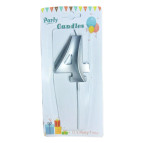 Свічка для торта срібна Цифра-4 Party Candles 7см 031185-4с