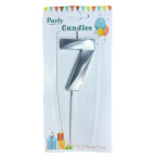 Свічка для торта срібна Цифра-7 Party Candles 7см 031185-7с