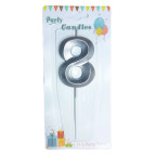 Свічка для торта срібна Цифра-8 Party Candles 7см 031185-8с