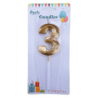 Свічка для торта золота Цифра-3 Party Candles 7см 031185-3з
