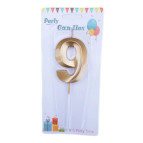 Свічка для торта золота Цифра-9 Party Candles 7см 031185-9з