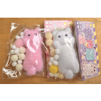 Іграшка антістрес Сквіш Таба Киця на спині 1шт біла/рожева №2854-10