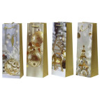 Пакет подарунковий паперовий 35*12*9см Новорічний Пляшковий №2604