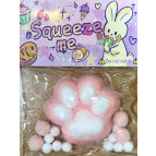 Іграшка антістрес Сквіш Таба Лапка Киці велика 7см 1шт арт1346-3 рожева з білим пухнаста