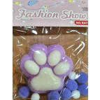 Іграшка антістрес Сквіш Таба Лапка Киці велика 7см 1шт арт1346-2 фіолетова з білим пухнаста