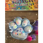 Іграшка антістрес Сквіш Таба Лапка Киці велика 7см 1шт арт1318-1 блакитна з білим