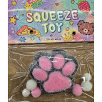 Іграшка антістрес Сквіш Таба Лапка Киці велика 7см 1шт арт1346-4 чорна з рожевим пухнаста