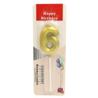 Свічка для торта золота Birthday Candles Цифра-6 5см 9369-6з