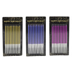 Свічки-набір для торта Party Candles 10 свічок по 10см Happy birthday однокольорові 933*/123127