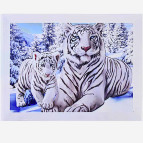 Алмазна мозаїка по номерам на холсті 20*30см Josef Otten EJS20556 Тигриця з малюком