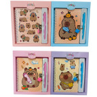 Блокнот с замком 13*18см 48арк Капібара в карт кор, з ручкою, асорті 36610-A