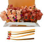 Кулькова ручка з насадкою Капібара з фруктами силікон асорті, пише синім №3817