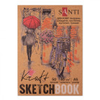 Альбом для графіки скетчбук Santi А5 (14,8*21см) 50арк 80г/м Крафт склейка 743247