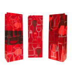 Пакет подарунковий паперовий 35*12*9см Пляшковий з фольгою Абстракція бокали №3172