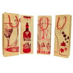 Пакет подарунковий паперовий 35*12*9см Пляшковий з фольгою Крафт №211