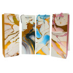 Пакет подарунковий паперовий 35*12*9см Пляшковий з фольгою Мармур №7932