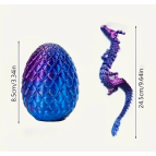 Іграшка пластик 3Д-принт Яйце 8,5см та Дракон райдужний 24см , асорті 8524