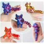 Іграшка пластик 3Д-принт Кіт райдужний 10см, асорті 1214