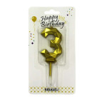 Свічки для торта Цифра-3 6см богатогранна HD0088/10481-3 золото