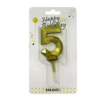 Свічки для торта Цифра-5 6см богатогранна HD0088/10483-5 золото