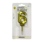 Свічки для торта Цифра-6 6см богатогранна HD0088/10484-6 золото