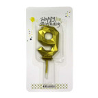 Свічки для торта Цифра-9 6см богатогранна HD0088/10487-9 золото