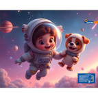 Папка-портфель 26*32см Josef Otten пластик на блискавці 2025-02S Космонавти