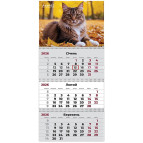 Календар настінний квартальний 2026 Axent на 3 спиралі 29,7*63см 8803-26-14-A Cats 2