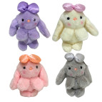 Брелок м'який плюшевий Зайка з бантиком 17см Хутро (мех), асорті №8151