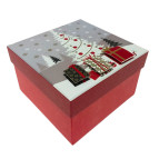 Коробка подарункова квадрат Новорічна 11*11*7см 3567-Mміні