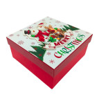 Коробка подарункова квадрат Новорічна 17*17*8см з аплікацією 3566-M